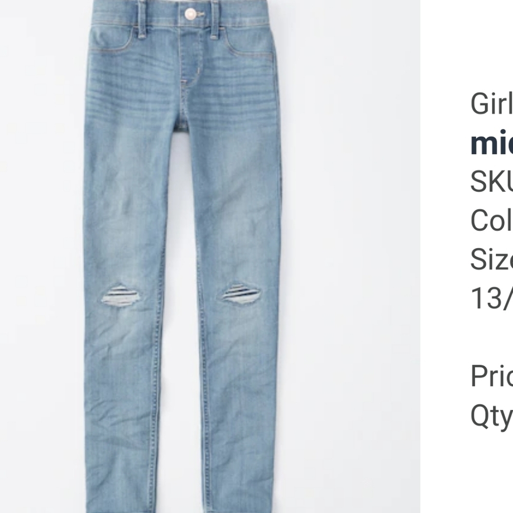 Girls  Abercrombie & Fitch ripped jeans